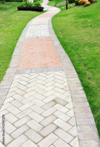 curve brick path in garden