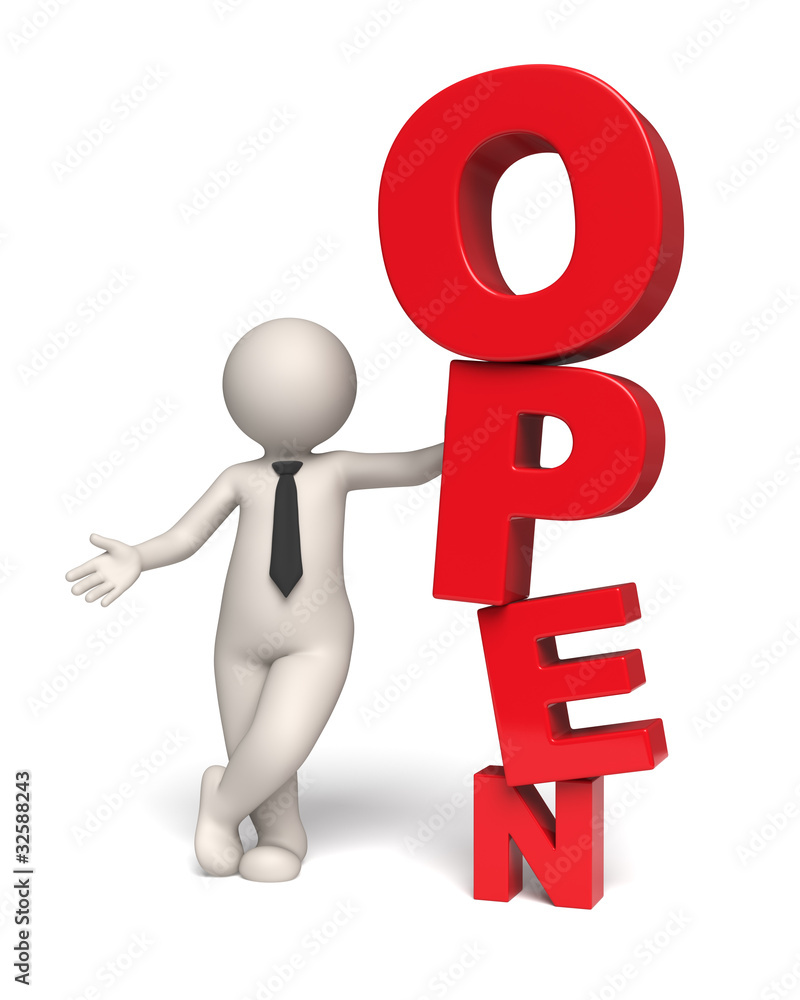 Open text icon - 3d business man Open text icon - 3d business man