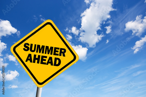 Obraz na plátne Illustrated summer ahead sign