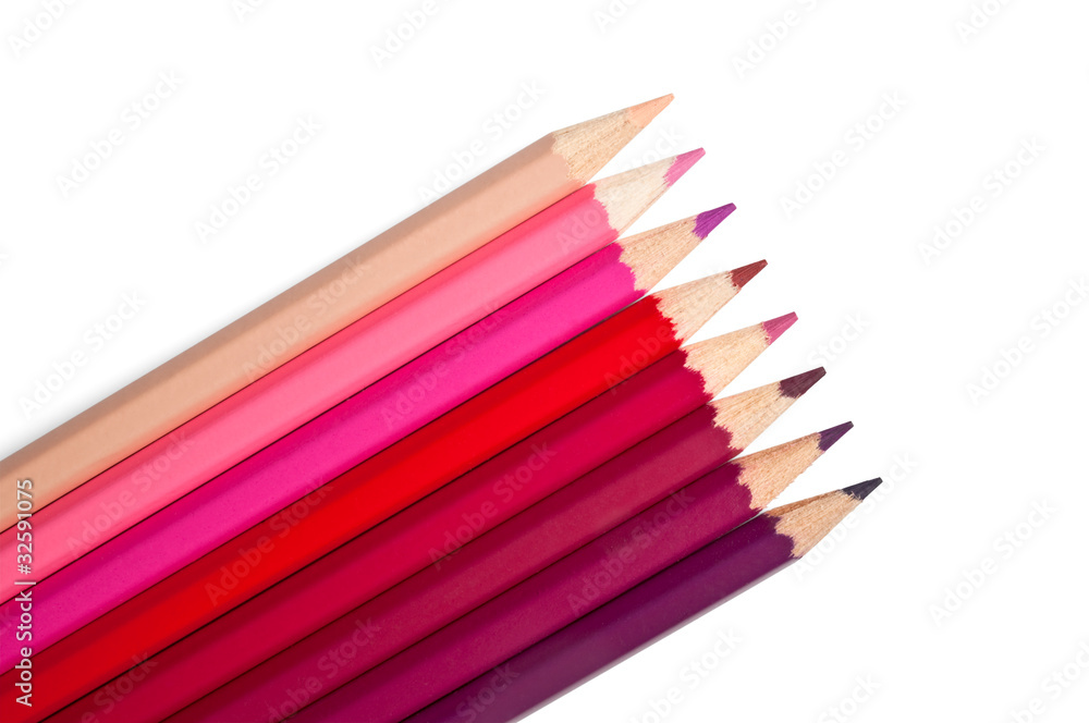 set of colored pencils, purple - pink palette set of colored pencils, purple - pink palette