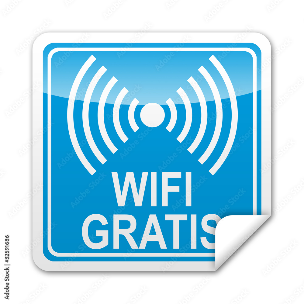 Pegatina cuadrada WIFI GRATIS con reborde Pegatina cuadrada WIFI GRATIS con reborde