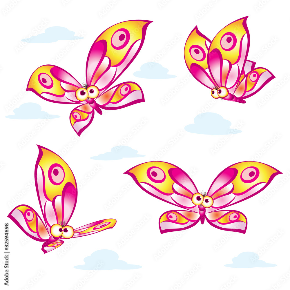 Cartoon colorful butterflies Cartoon colorful butterflies