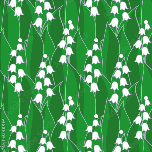 Lily of the valley vector illustration seamless background