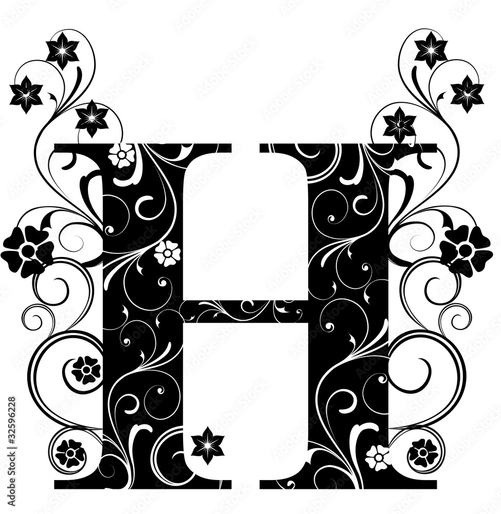 Verzierter Buchstabe H Stock-Vektorgrafik | Adobe Stock