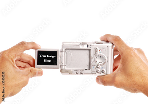 Male Hands Taking a Photograph with Digital Camera
