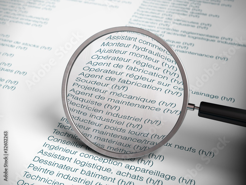 Tableau sur toile recherche d'emploi, recrutement, annonces travail
