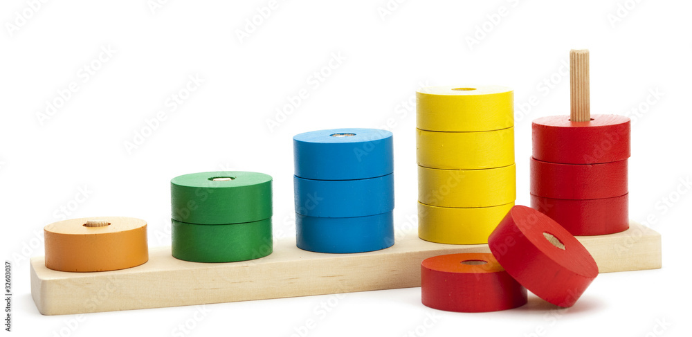 wooden colored logical toy