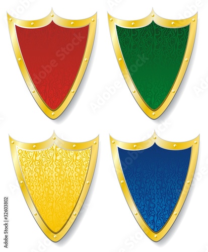 set of shields with pattern