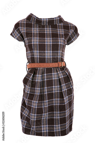Female checkered dress with belt