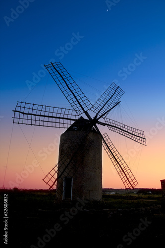 balearic islands windmill wind mill sunset in Formentera