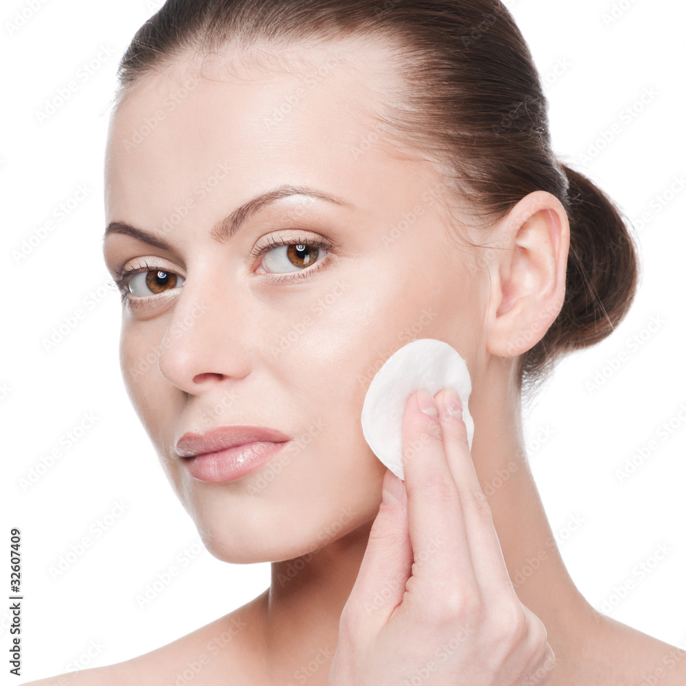 Young beautiful woman with clean sponge Young beautiful woman with clean sponge