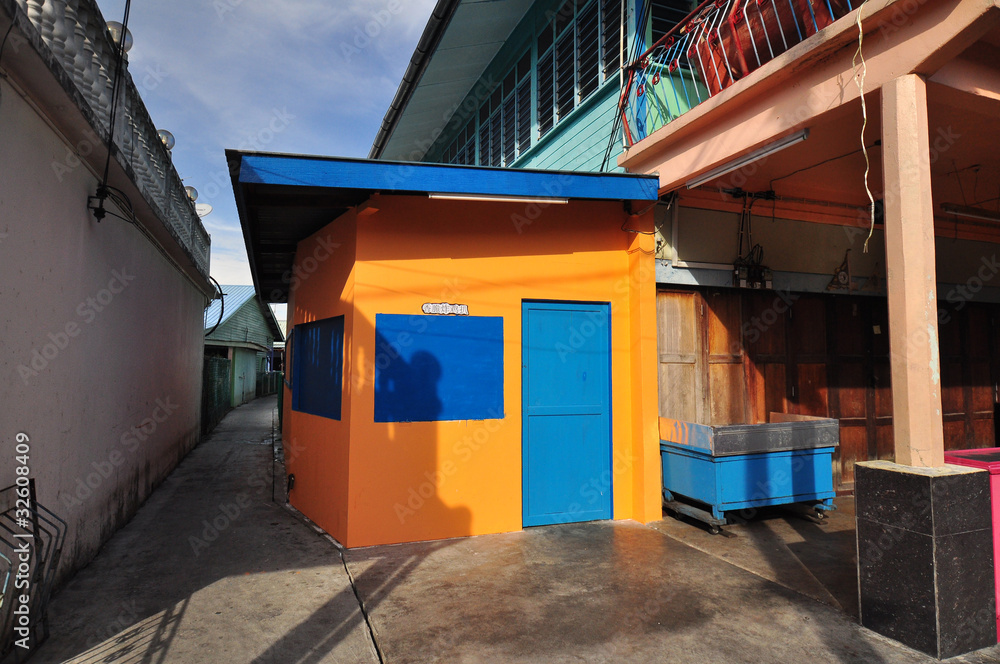 colorful wooden house in the village