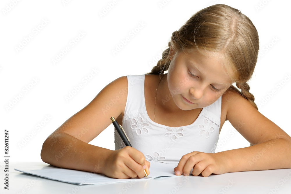 The girl writes to writing-books. The decision of lessons. The girl writes to writing-books. The decision of lessons.