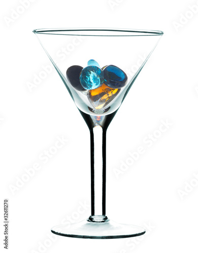 Glass for martini with colour glass stones