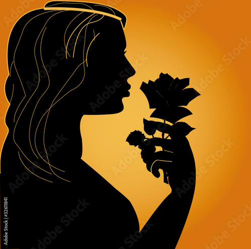 profile of the girl with rose 1