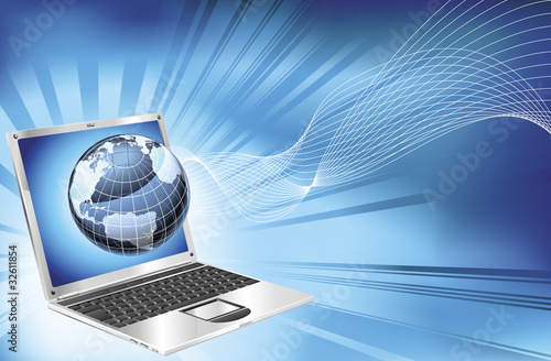 Laptop word map globe busin...