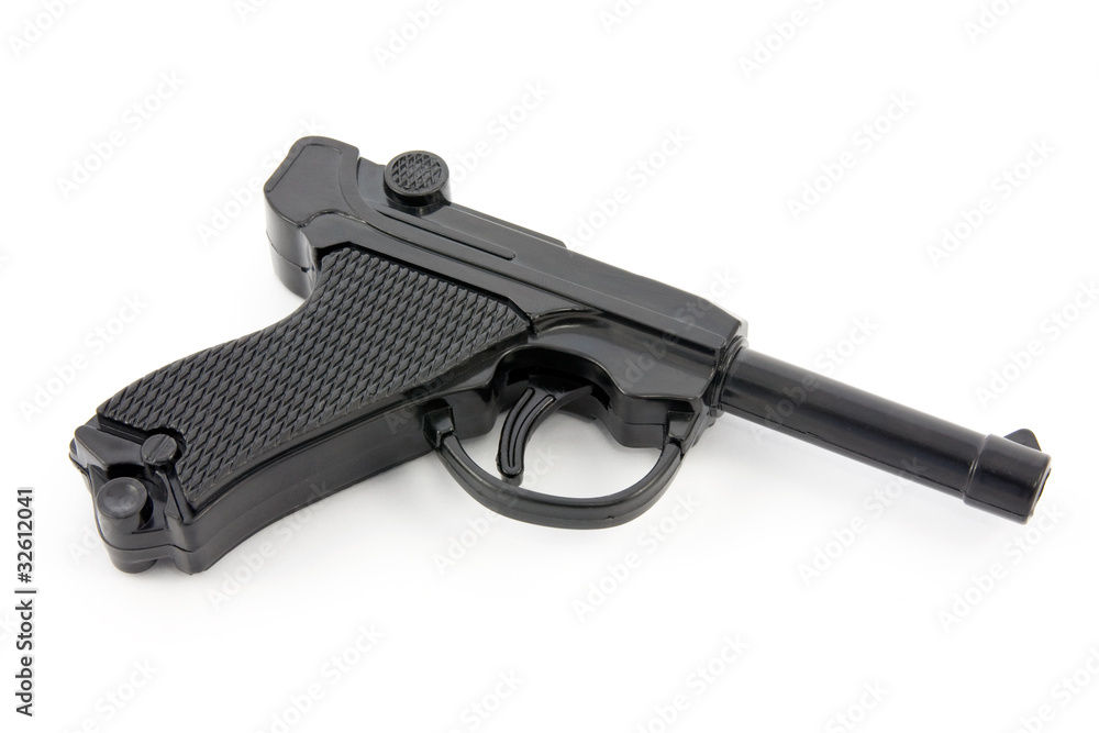 black plastic gun isolated on white background.