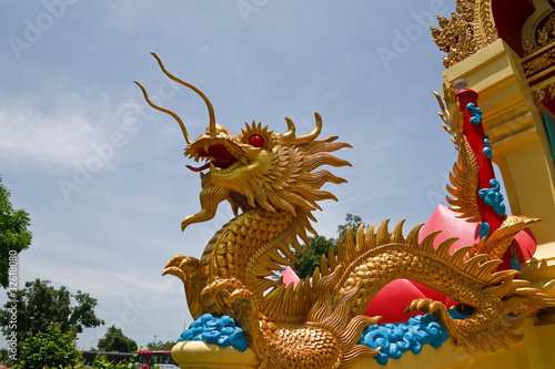 Golden dragon statue .