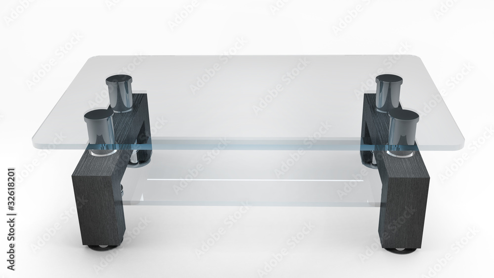 Wooden table with glass isolated Wooden table with glass isolated