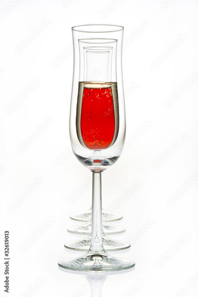 four glasses with champagne isolated on white four glasses with champagne isolated on white