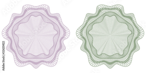 Guilloche - Rosetten, Set, Symbole, Rosetta, Sicherheit, Muster