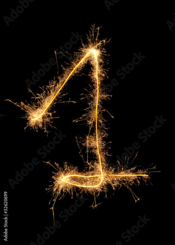 Digit 1 made of sparkles