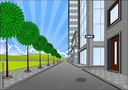 street on the outskirts of the city