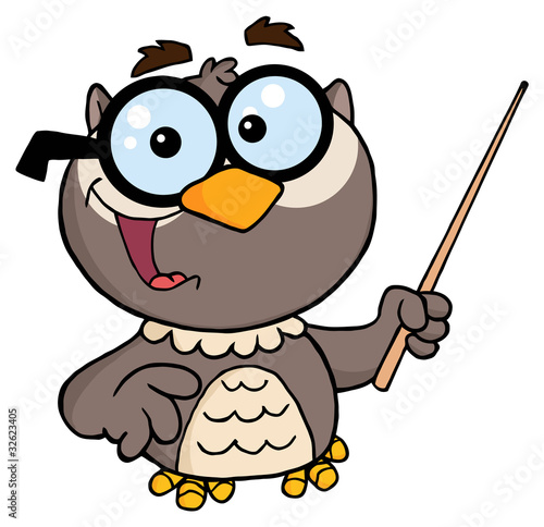 Owl Teacher Cartoon Character With A Pointer