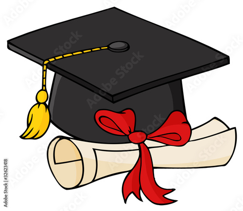 Graduate Black Cap With Diploma
