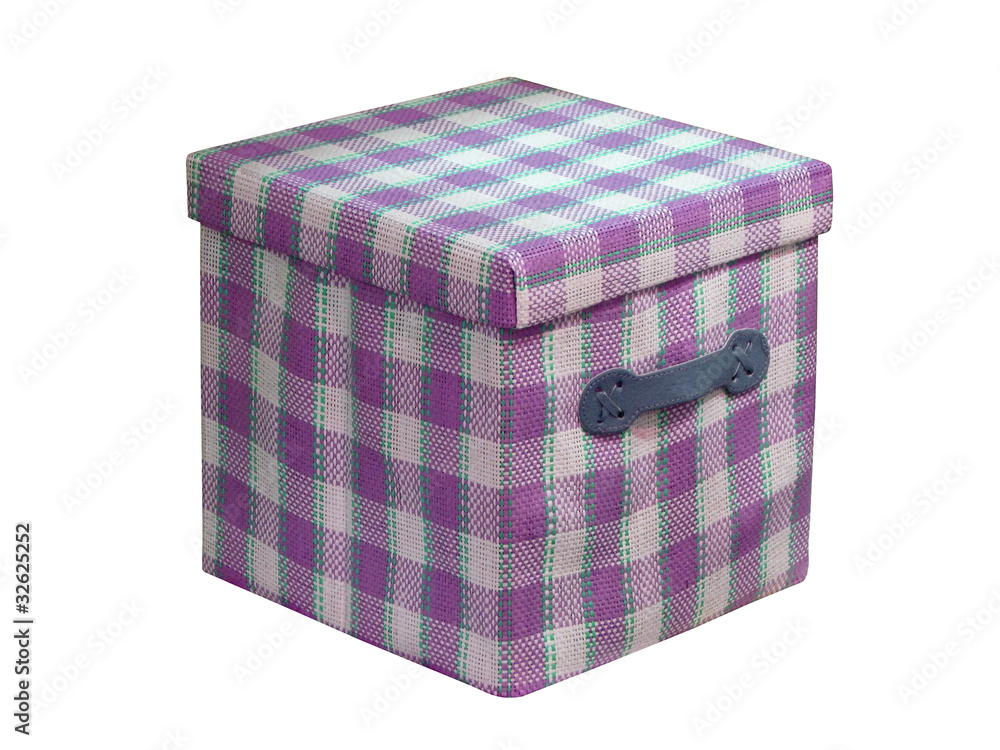 single violet container isolated on white, closed cube box single violet container isolated on white, closed cube box