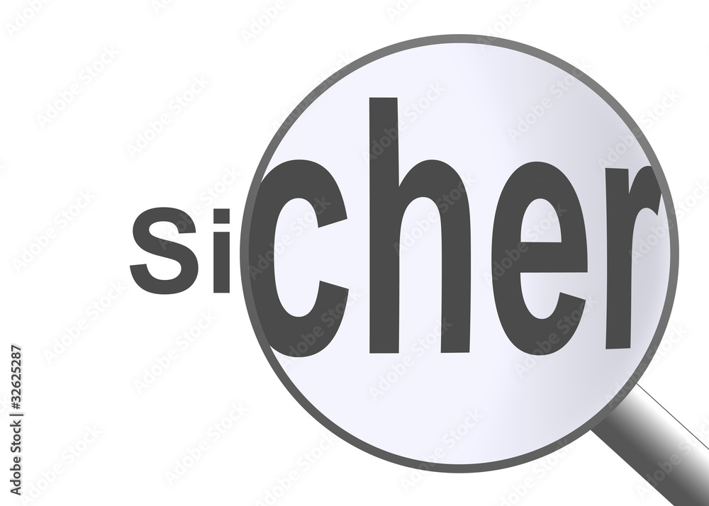 Sicher mit einer Lupe betrachtet Sicher mit einer Lupe betrachtet