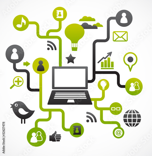 Social network background with media icons