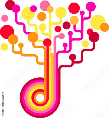 Colored vector tree - technology backgound