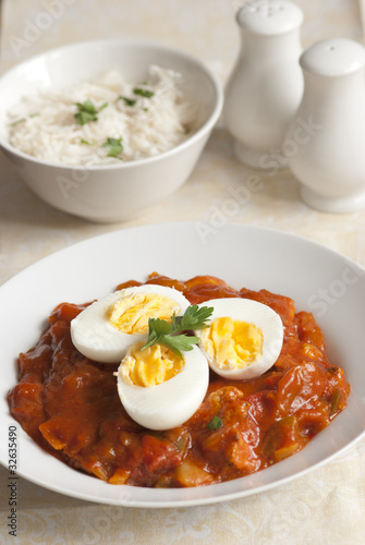 Keralan egg curry in a bowl