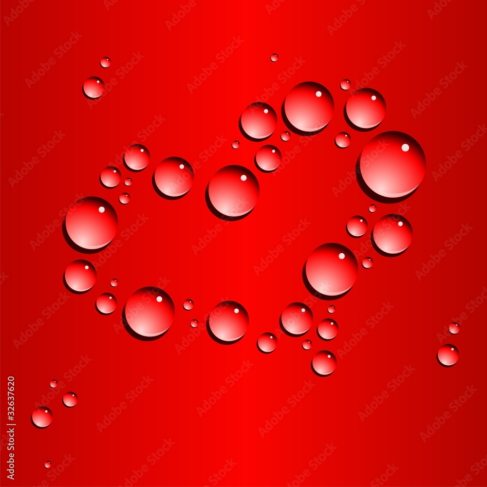 CORAZON DE GOTAS DE AGUA EN ROJO CORAZON DE GOTAS DE AGUA EN ROJO