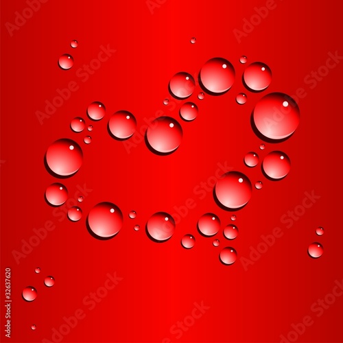 CORAZON DE GOTAS DE AGUA EN ROJO