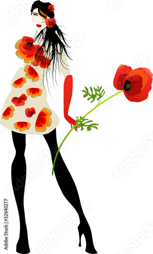 Woman dress with poppies