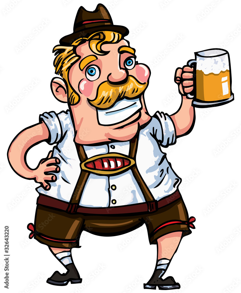 Αυτοκόλλητο Cartoon man wearing a lederhosen