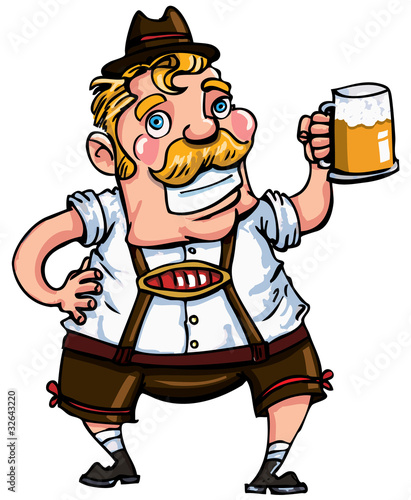 Cartoon man wearing a lederhosen