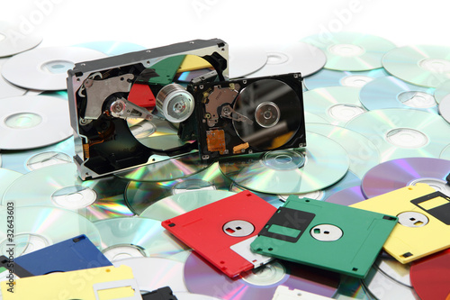hdd, floppy, dvd and cd-rom data background