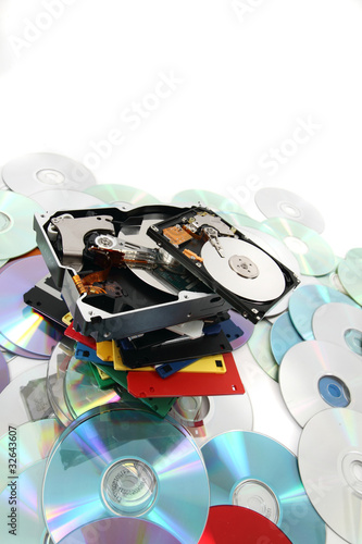 hdd, floppy, dvd and cd-rom data background