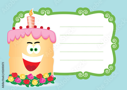 cake with candle for birthday postcard