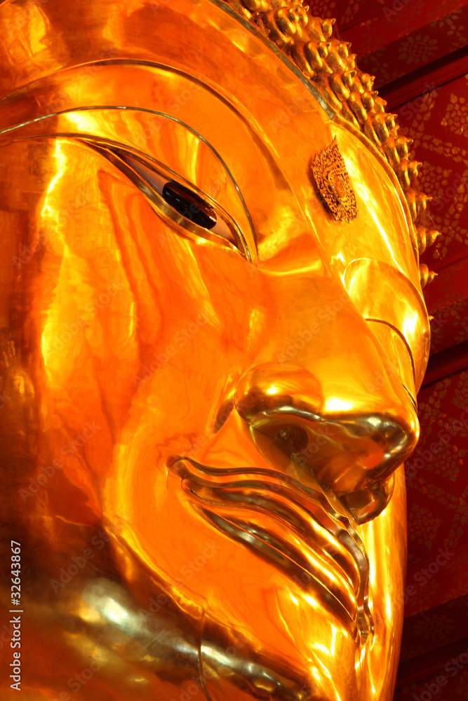 The Golden Buddha Face of Phananchoeng Temple
