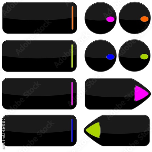 Black web button with glossy shine