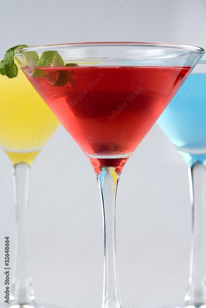 Tropical Martini Drinks with fruit and garnish