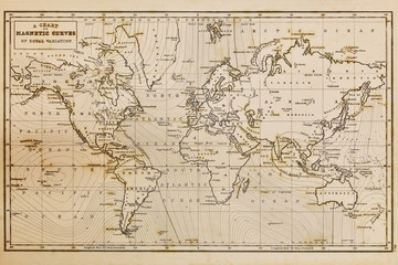 Old hand drawn vintage world map