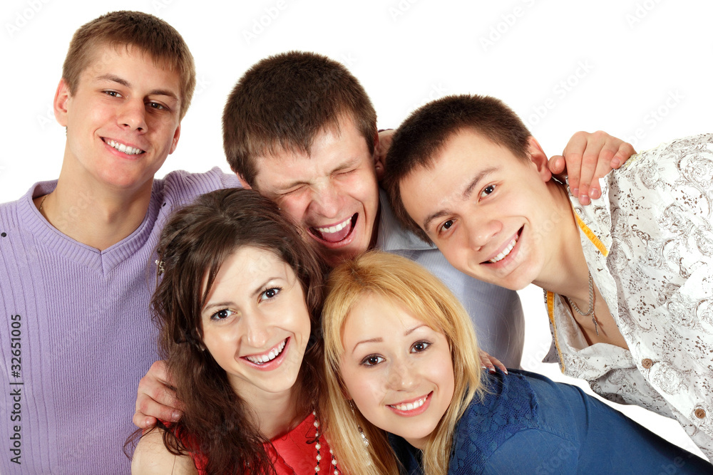 students happy group isolated on white students happy group isolated on white
