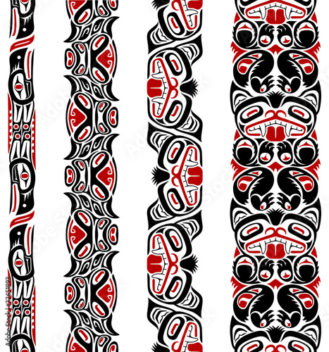 Haida style seamless pattern