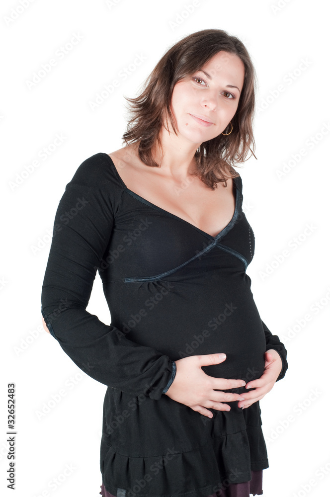 Portrait of pretty pregnant woman in black dress Portrait of pretty pregnant woman in black dress