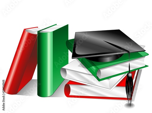 Libri Laurea Bandiera Italia-Books Italian Graduate-Vector